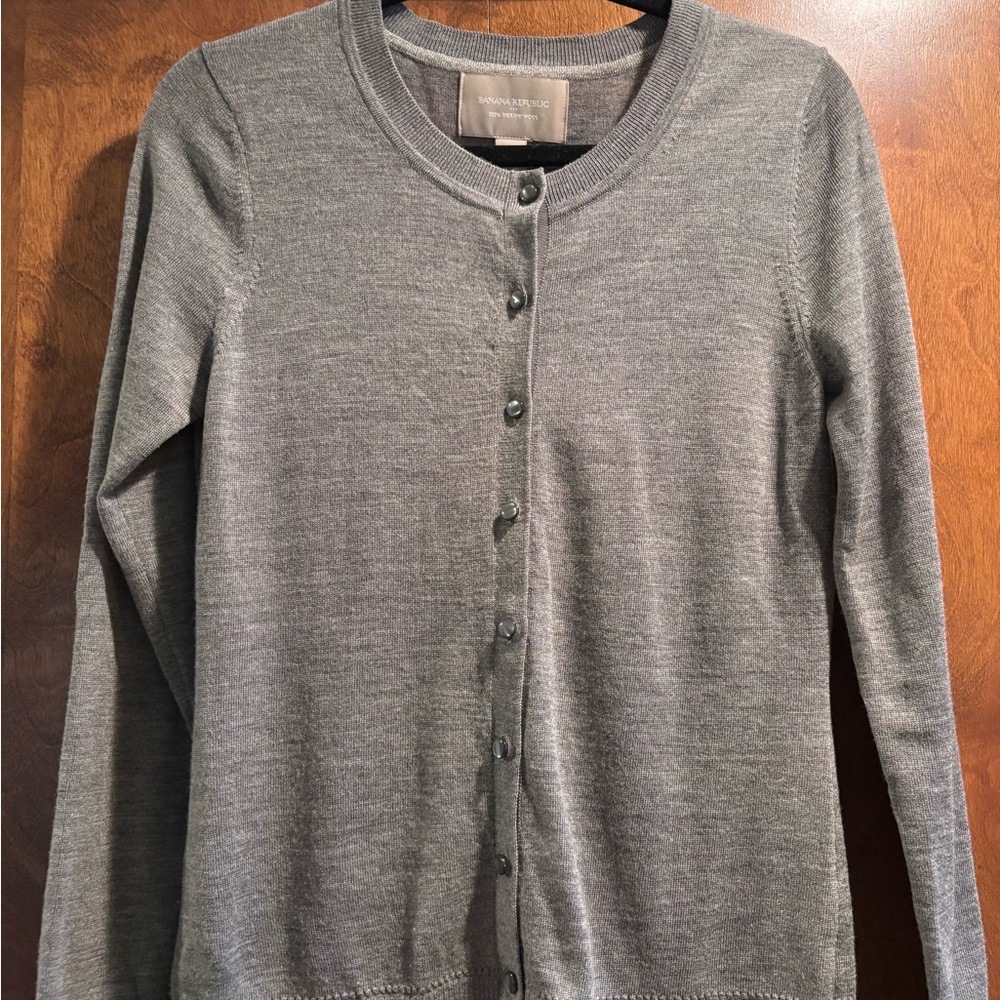 Banana Republic Grey Merino Wool Cardigan